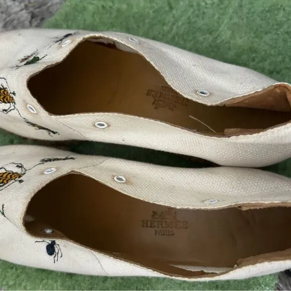Hermes Espadrilles insect flats classic loafers rare vintage shoes bug slide ins