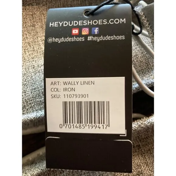 Hey Dude Men's Wally Linen Slip-on Loafers Grey Size 13 US New With Tag