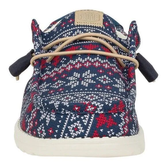 Hey Dude Wally Mens 11 Navy Winter Ugly Sweater Christmas Slip On Shoes Loafers