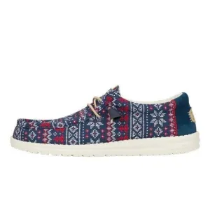 Hey Dude Wally Mens 11 Navy Winter Ugly Sweater Christmas Slip On Shoes Loafers