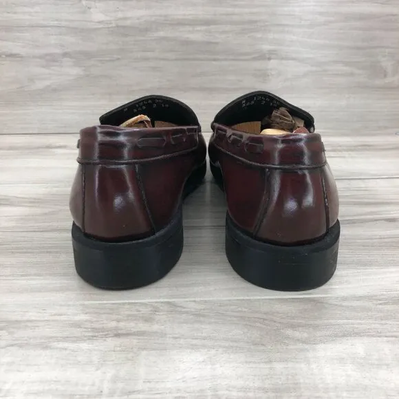 Hitchcock Loafers Men's 8 EEE Burgundy Leather Tassel Slip On Shoes