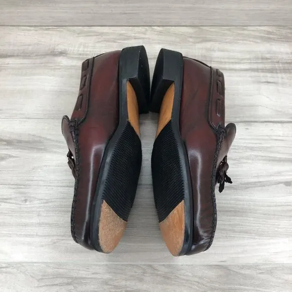 Hitchcock Loafers Men's 8 EEE Burgundy Leather Tassel Slip On Shoes