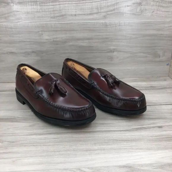 Hitchcock Loafers Men's 8 EEE Burgundy Leather Tassel Slip On Shoes