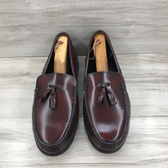 Hitchcock Loafers Men's 8 EEE Burgundy Leather Tassel Slip On Shoes