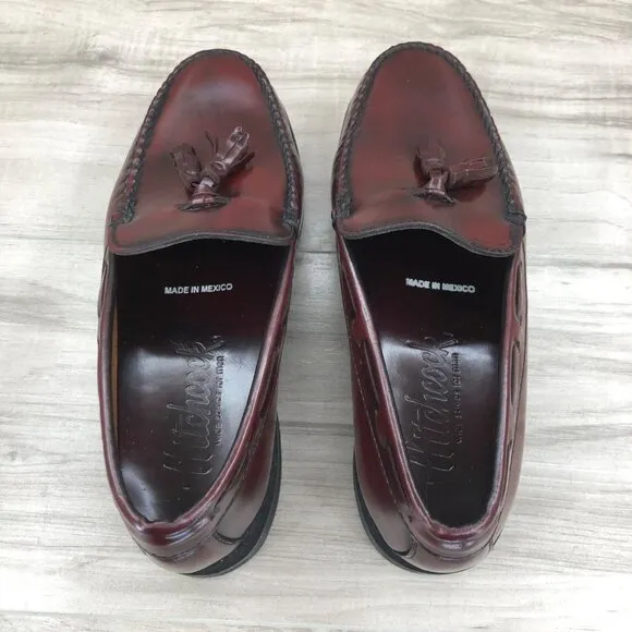Hitchcock Loafers Men's 8 EEE Burgundy Leather Tassel Slip On Shoes