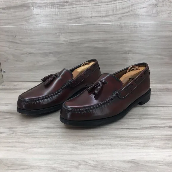 Hitchcock Loafers Men's 8 EEE Burgundy Leather Tassel Slip On Shoes