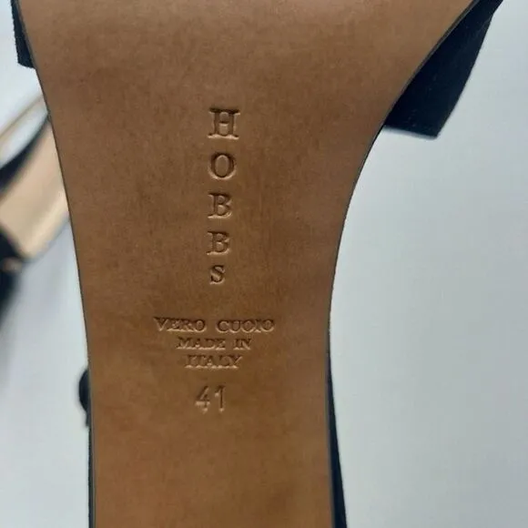 Hobbs Women's black Suede Leather Crisscross ankle strap sandals 10.5M