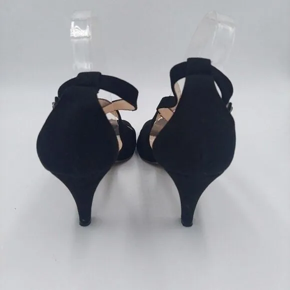 Hobbs Women's black Suede Leather Crisscross ankle strap sandals 10.5M