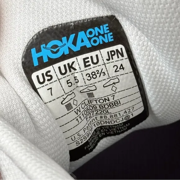 Hoka One One Clifton 7 Blanc De Blanc White Navy Road Running Sneakers Women's 7