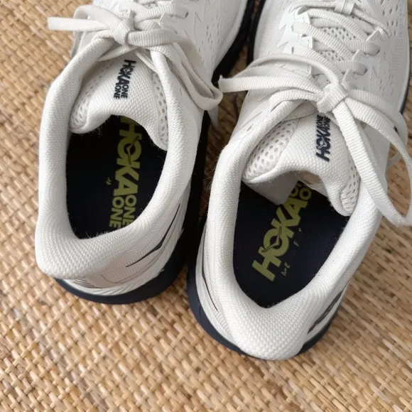 Hoka One One Clifton 7 Blanc De Blanc White Navy Road Running Sneakers Women's 7