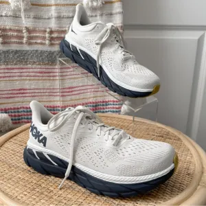 Hoka One One Clifton 7 Blanc De Blanc White Navy Road Running Sneakers Women's 7