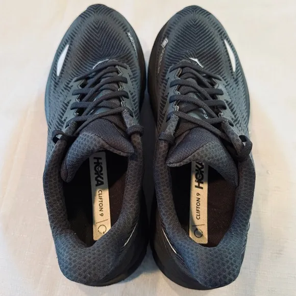 Hoka One One Clifton 9 GTX Sneakers Mens 10.5 D Black Gore-Tex Invisible Fit