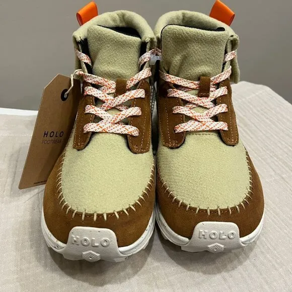 HOLO Wool Felt Hiking Boots Shoes Moccasin Stitch Outdoor Adventure Comfort Sz 9
