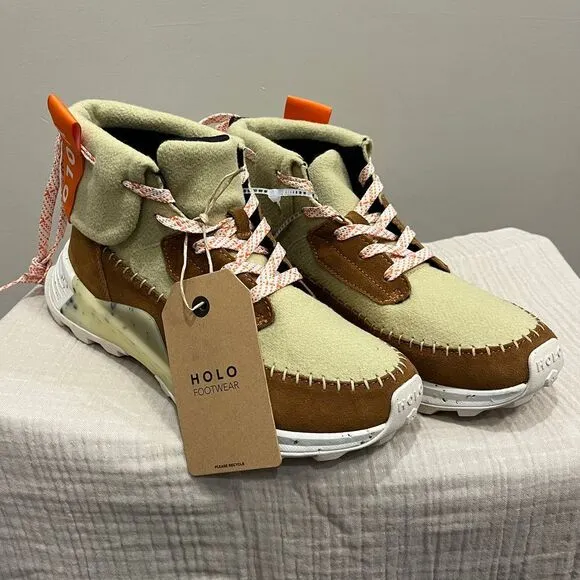 HOLO Wool Felt Hiking Boots Shoes Moccasin Stitch Outdoor Adventure Comfort Sz 9