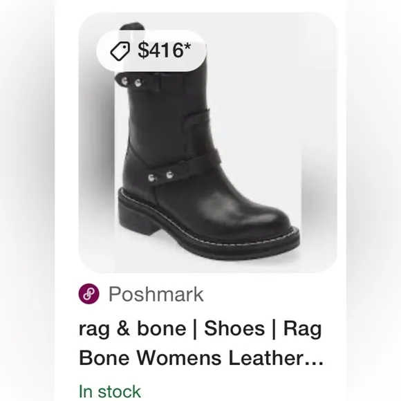 HOST PICK 🎉Rag &amp; Bone Leather and Silver Hardware Pull On Moto Boots
