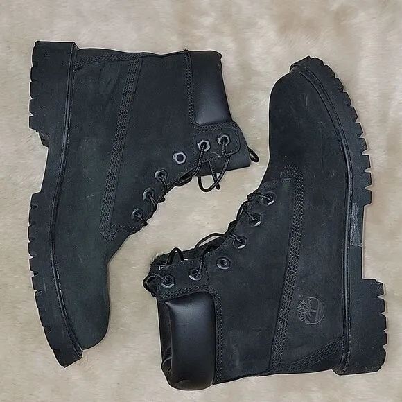 **HOST PICK** TIMBERLAND KIDS' 6” BLACK PREMIUM WATERPROOF CASUAL BOOTS, SIZE 5