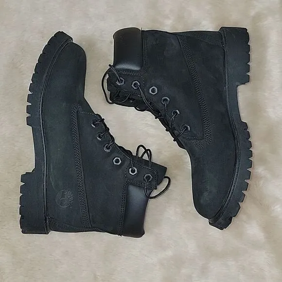 **HOST PICK** TIMBERLAND KIDS' 6” BLACK PREMIUM WATERPROOF CASUAL BOOTS, SIZE 5
