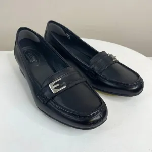 Hotter Buckle Detail Preppy Leather Shoes Women 9.5 Black Comfort Loafers Career