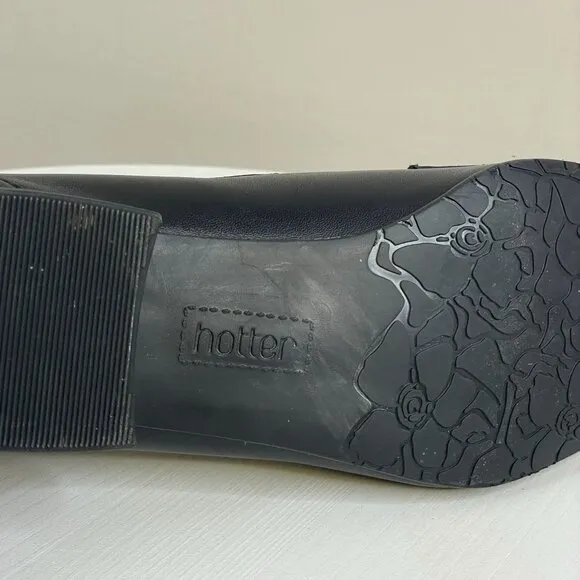 Hotter Buckle Detail Preppy Leather Shoes Women 9.5 Black Comfort Loafers Career