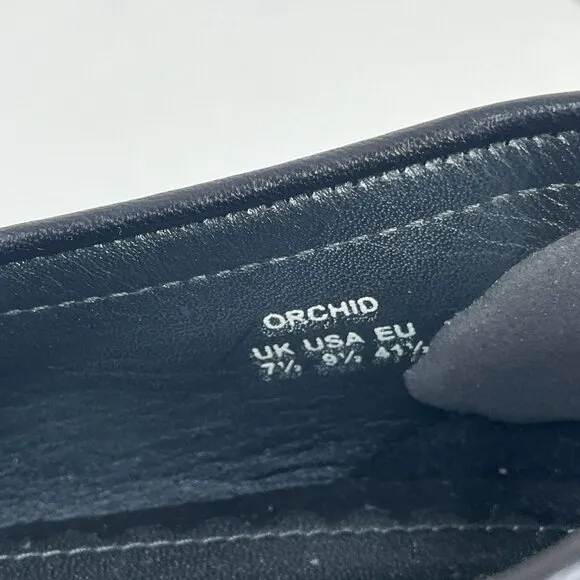 Hotter Buckle Detail Preppy Leather Shoes Women 9.5 Black Comfort Loafers Career