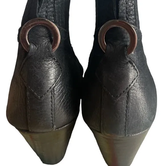 Hudson London Black Leather Pull On Ankle Booties 7.5