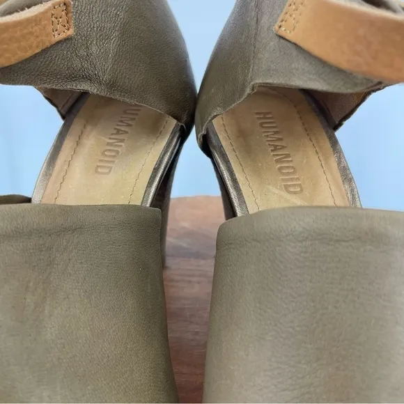 Humanoid heel sandals- Sada Solid brown leather ankle strap Sz 40 US 8