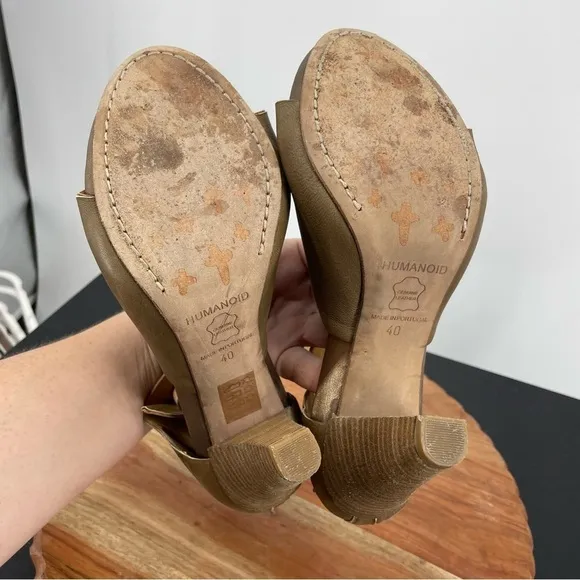 Humanoid heel sandals- Sada Solid brown leather ankle strap Sz 40 US 8