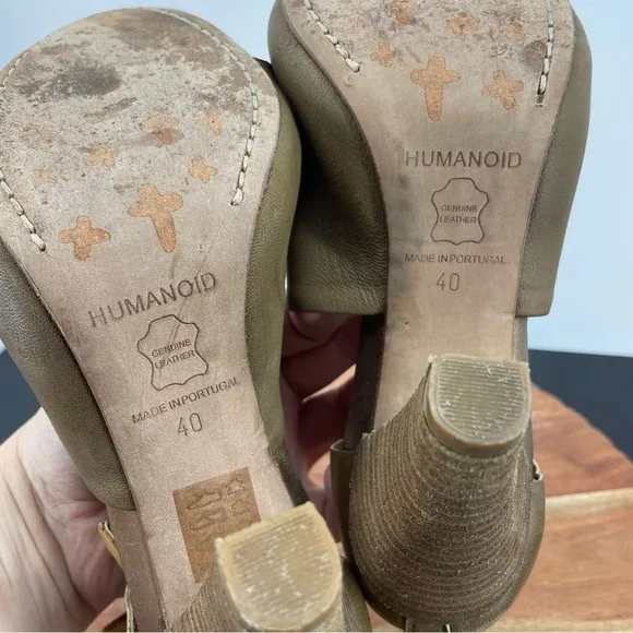Humanoid heel sandals- Sada Solid brown leather ankle strap Sz 40 US 8
