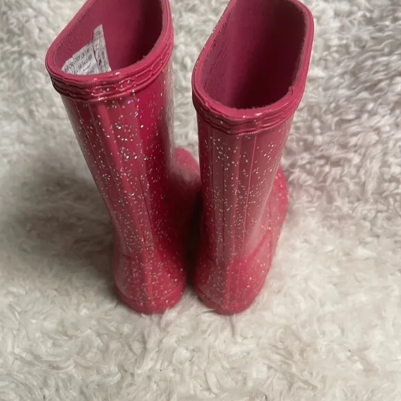 Hunter Girls Pink Glitter mid calf Rain Boots SZ10