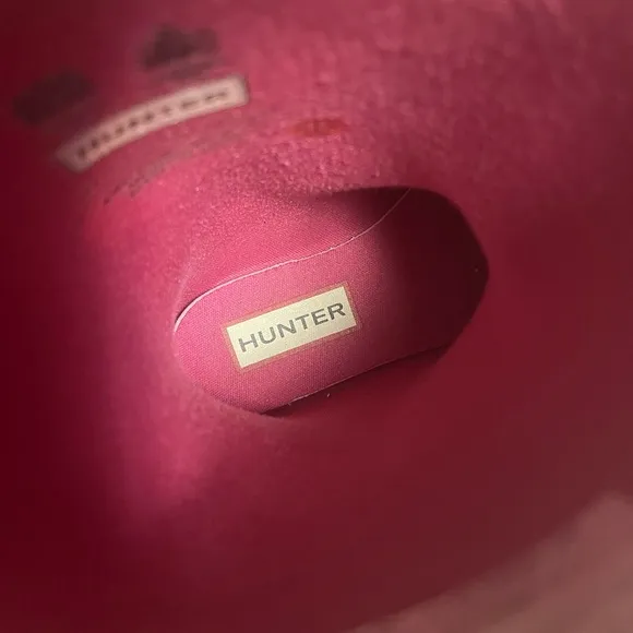 Hunter Girls Pink Glitter mid calf Rain Boots SZ10