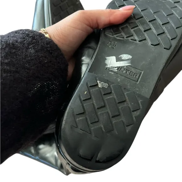 HUNTER Quilted Savoy Tall Pull On Black Refined Gloss Rain Boots