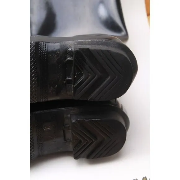 Hunter Tall Gloss Boots Black Pull On Rainboots Rain Boots Shoes Sz 5