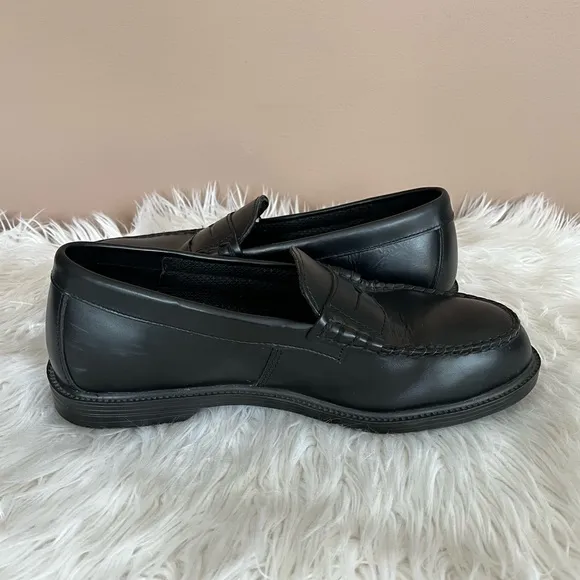 {Hush Puppies} Professionals Steel Toe Penny Loafers in Black - Men's 9.5