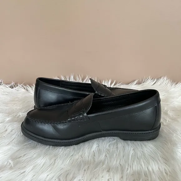 {Hush Puppies} Professionals Steel Toe Penny Loafers in Black - Men's 9.5
