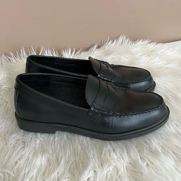 {Hush Puppies} Professionals Steel Toe Penny Loafers in Black - Men's 9.5