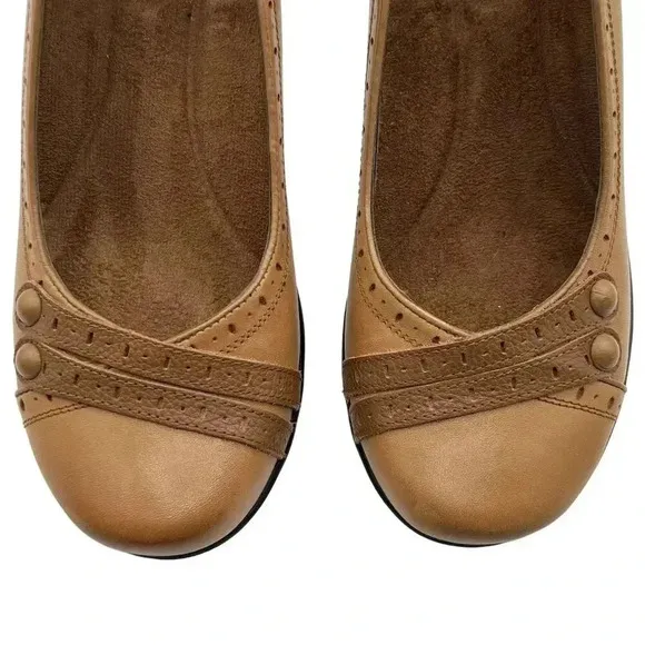 Hush Puppies Womens 9W Burlesque Leather Slip On Loafer Brown Business Casual