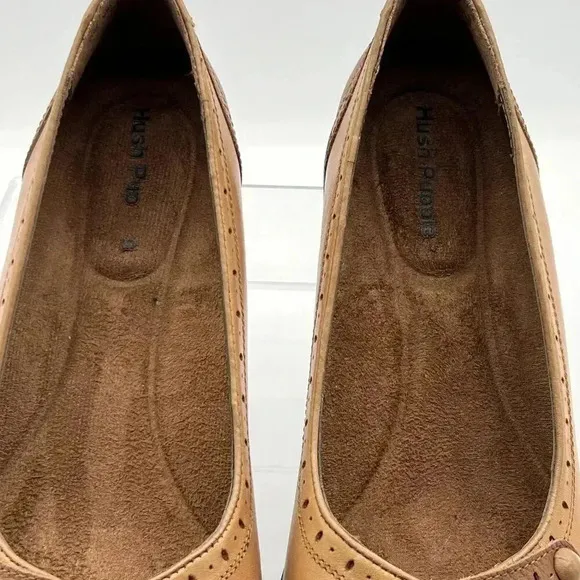Hush Puppies Womens 9W Burlesque Leather Slip On Loafer Brown Business Casual