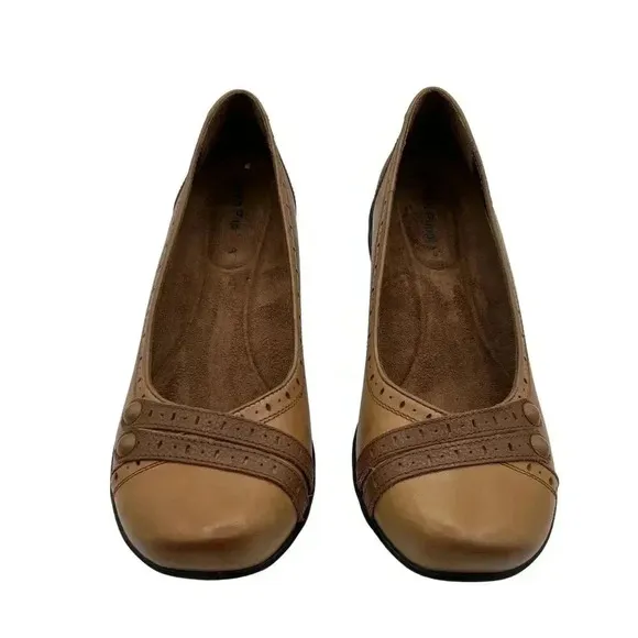 Hush Puppies Womens 9W Burlesque Leather Slip On Loafer Brown Business Casual