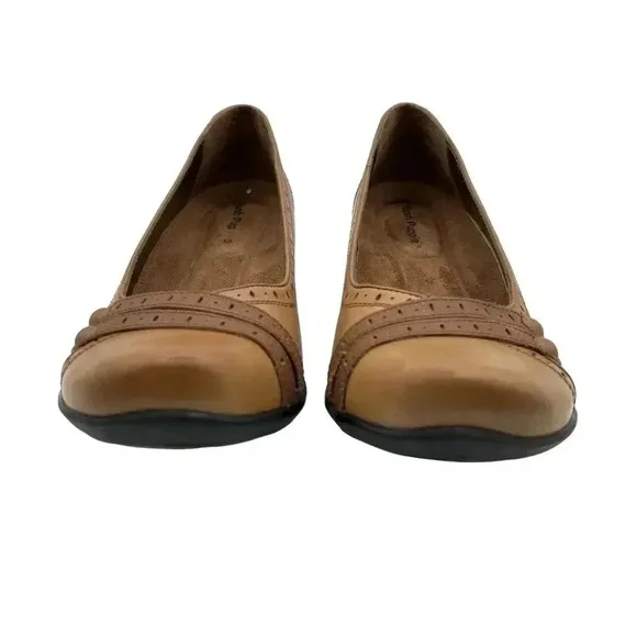 Hush Puppies Womens 9W Burlesque Leather Slip On Loafer Brown Business Casual