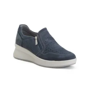 IGI&amp;CO Blue Made In Italy Leather Lateral Zip Sneakers