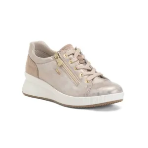 IGI&amp;CO Taupe Made In Italy Leather Laced Up Sneakers