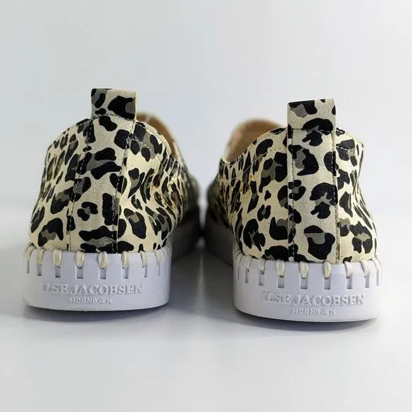 Ilse Jacobsen Shoes Tulip Womens EU 41 Black Tan Leopard Slip On Laser Cut Flats