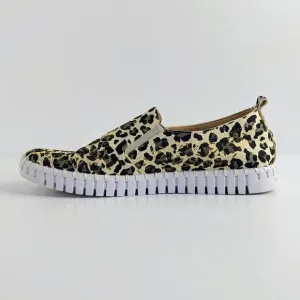 Ilse Jacobsen Shoes Tulip Womens EU 41 Black Tan Leopard Slip On Laser Cut Flats