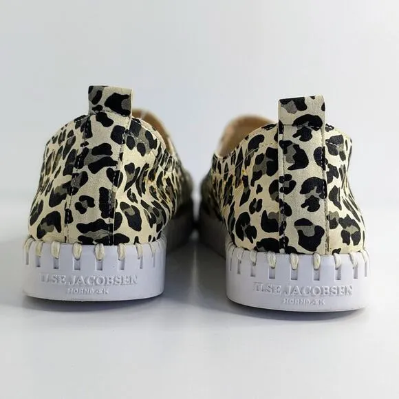 Ilse Jacobsen Shoes Tulip Womens EU 41 Black Tan Leopard Slip On Laser Cut Flats