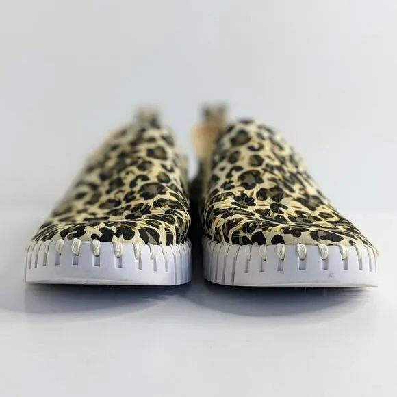 Ilse Jacobsen Shoes Tulip Womens EU 41 Black Tan Leopard Slip On Laser Cut Flats