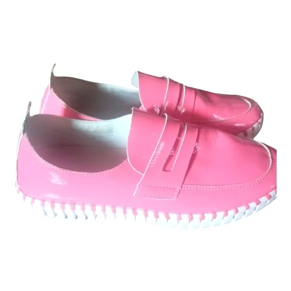 ILSE Jacobson Tulip Patent Rose Penny Loafer Strap Round Toes Loafers Sz EU 38