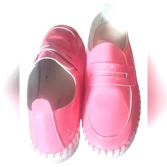 ILSE Jacobson Tulip Patent Rose Penny Loafer Strap Round Toes Loafers Sz EU 38
