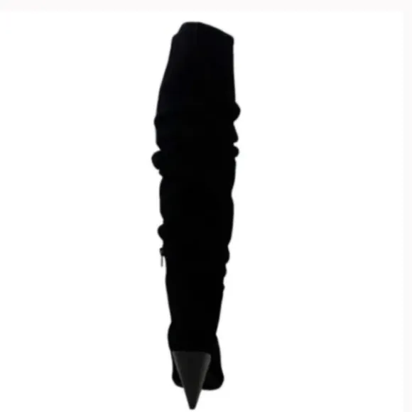INC International Concepts Gerii Women Pull On Ruched Dress Boots Black Suede 8