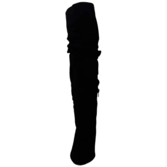 INC International Concepts Gerii Women Pull On Ruched Dress Boots Black Suede 8