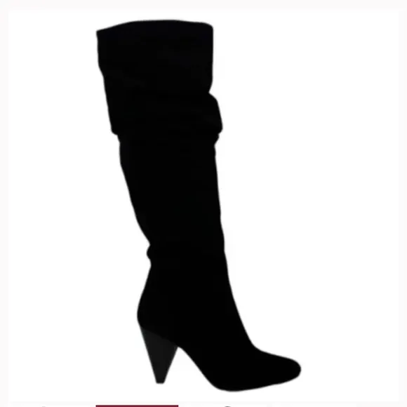 INC International Concepts Gerii Women Pull On Ruched Dress Boots Black Suede 8